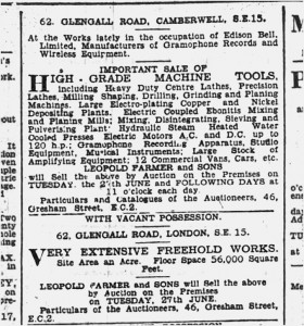 Newspaper cutting listing factory items and freehold works of 56,000 square feet