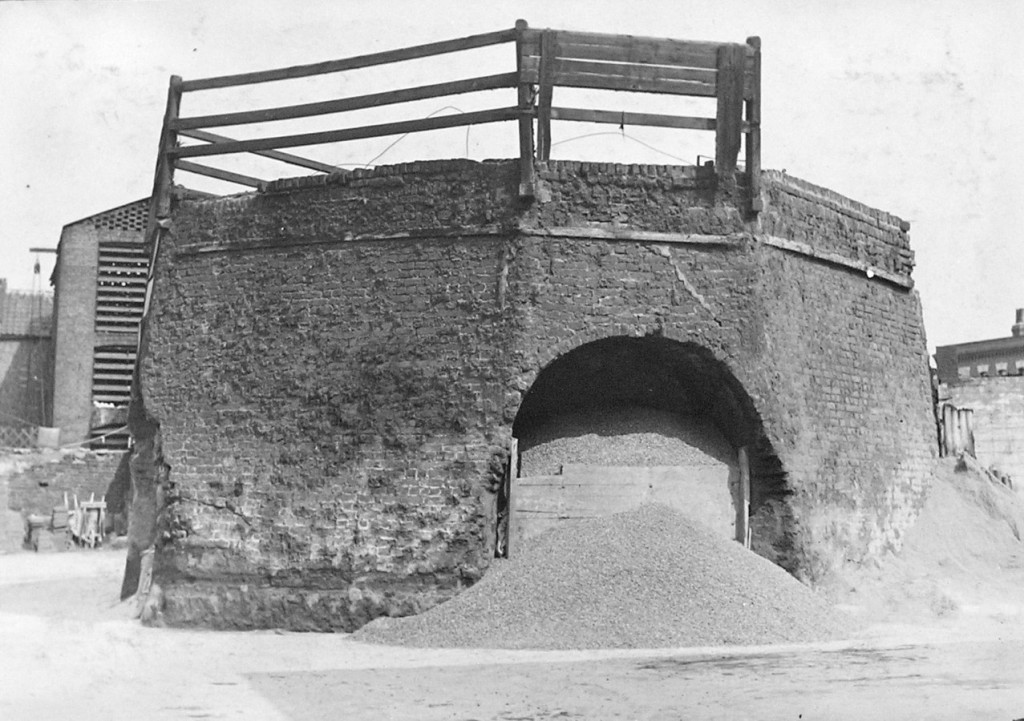 Brick Lime kiln with wooden railings on top