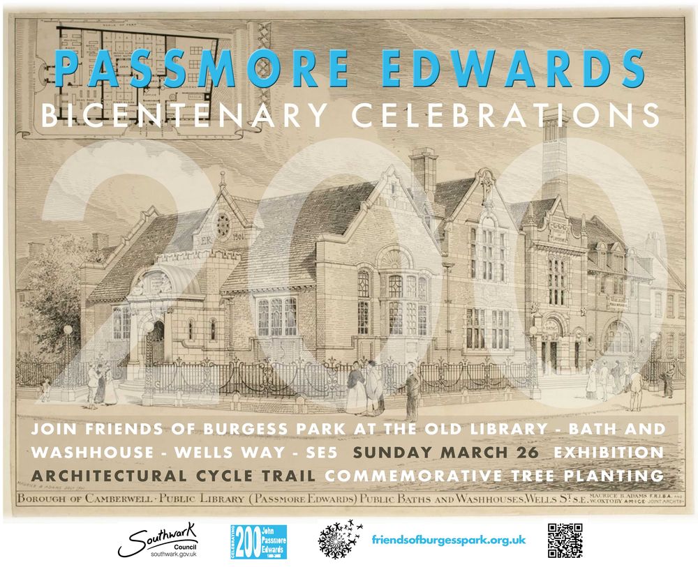 Poster with details of event. Antique engraving of building with superimposed text