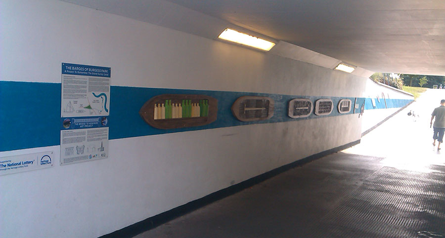 Photo of the barge plaques in the  underpass